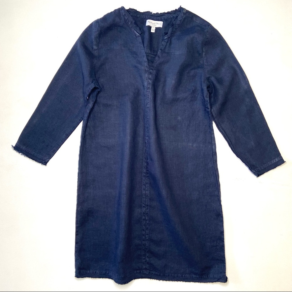MICHAEL STARS Paloma Frayed Hem Linen Dress